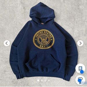 US Navy Blue Hoodie with Gold Emblem
